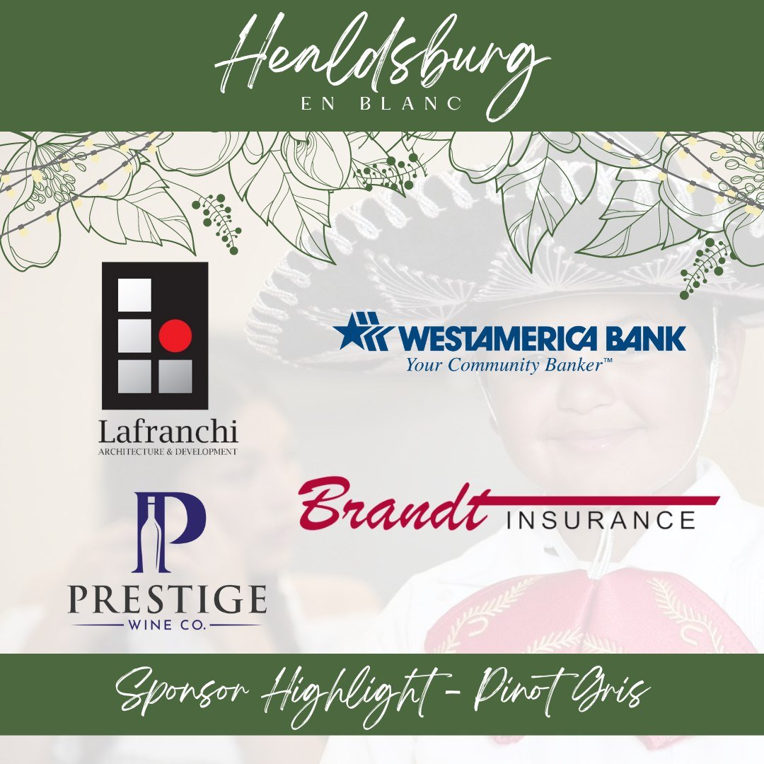 Shouting out our Pinot Gris sponsors of Healdsburg en Blanc! Thank you Lafranchi Architecture, Brandt Insurance, Westamerica Bank, Prestige Wine Company, Westec Tank &amp; Equipment, @rdolsonconstruction, Engelke Construction, @linkenheimerllp, @kais