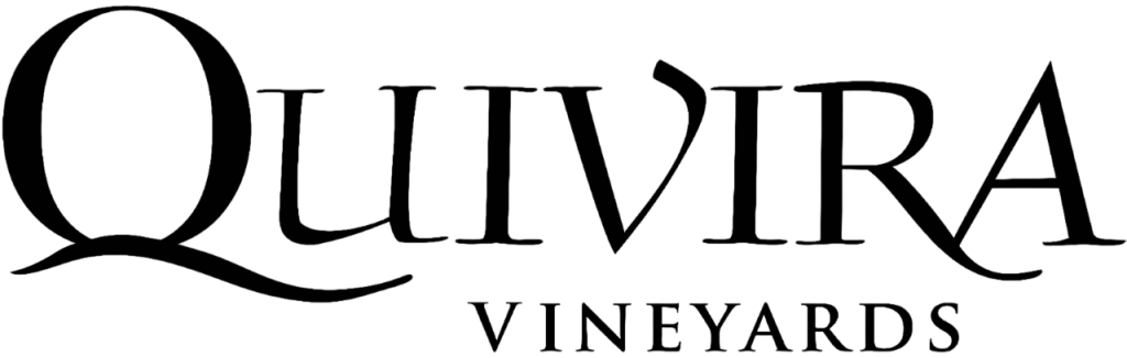 Logo for Quivera Vineyards with a stylized wine glass and the vineyard name.