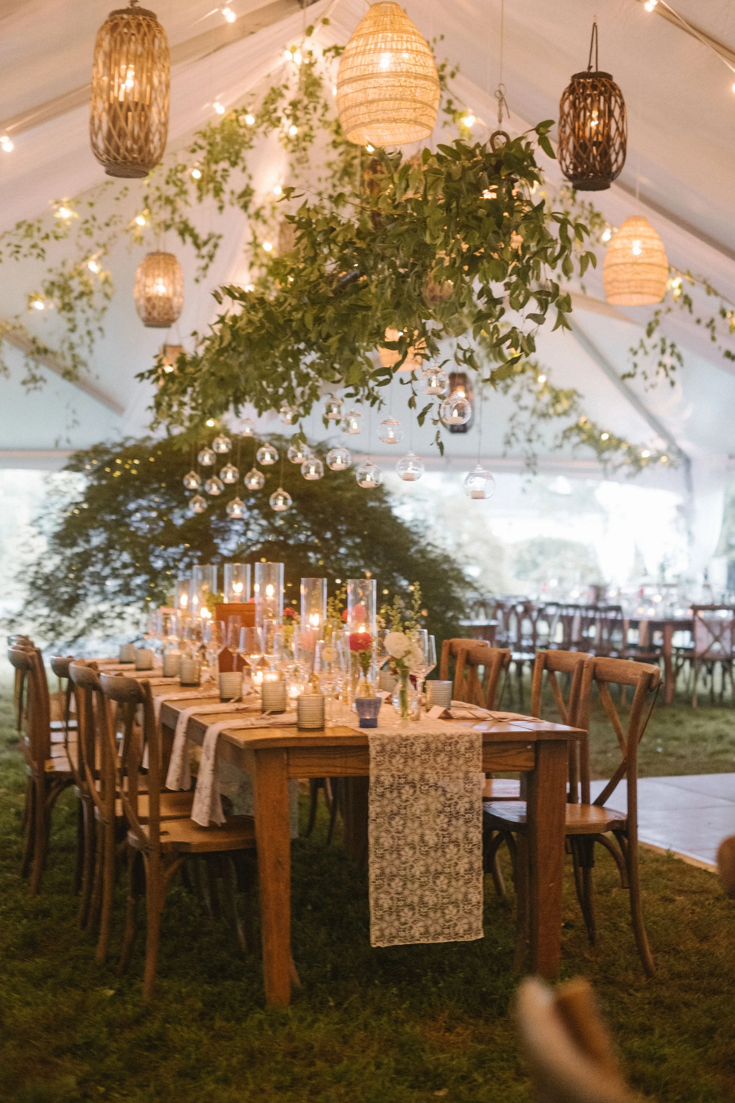 Romantic garden wedding tablescape