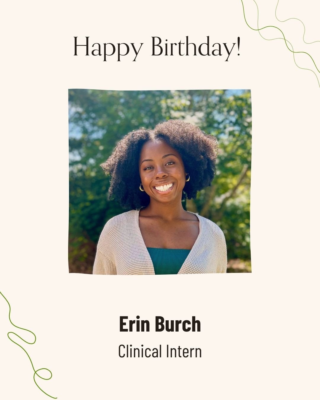 Happy birthday to Gaia intern, Erin Burch!⁠
⁠
Fun fact about Erin: Before pursuing education to become a therapist, Erin enjoyed a dance career that included years in contemporary companies, dancing for television and film, choreographing, training d