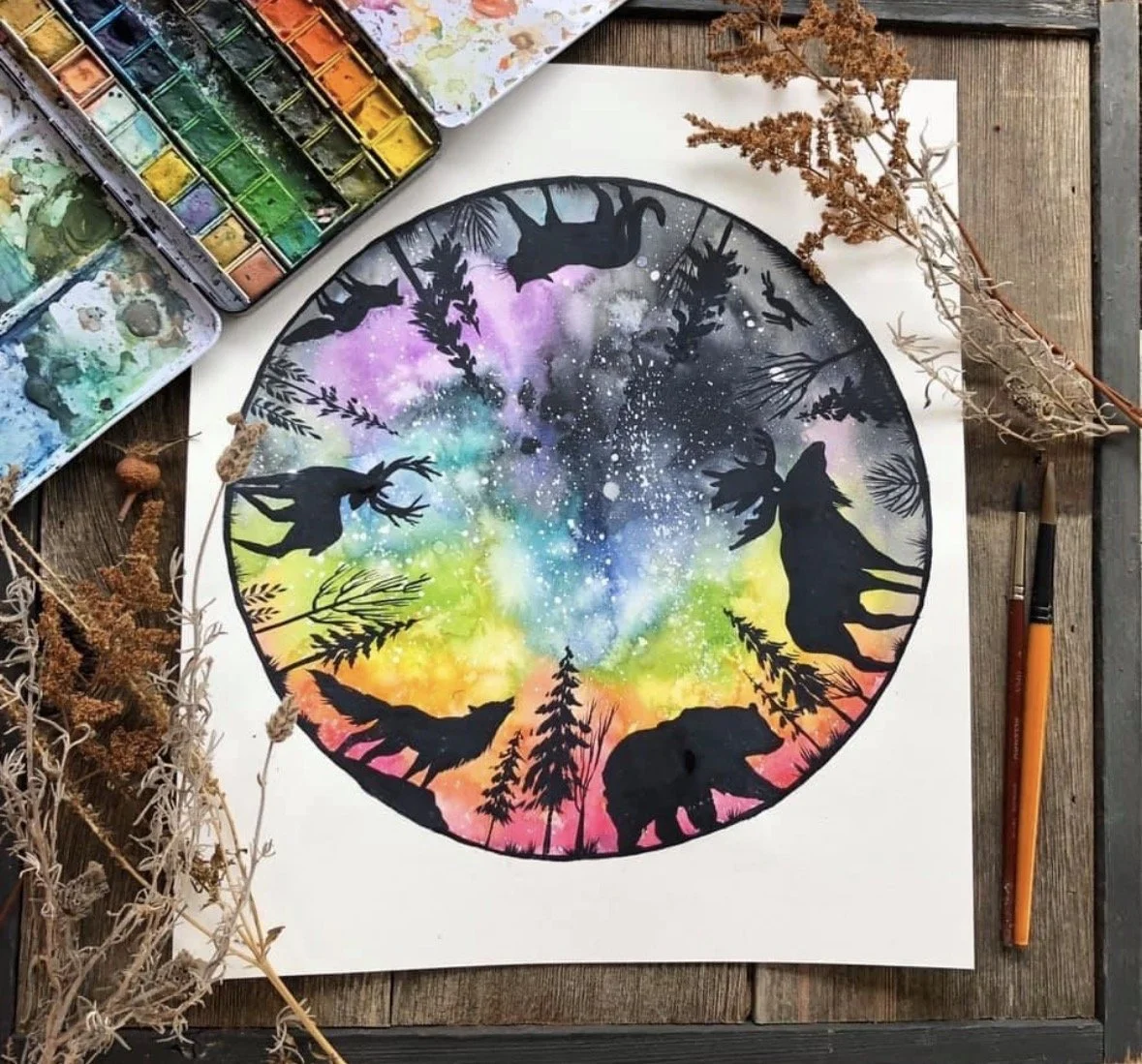 Kids Watercolour Art Class – Aurora Adventure