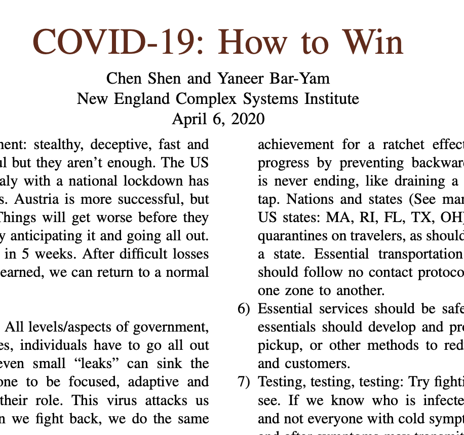 COVID-19: How to Win