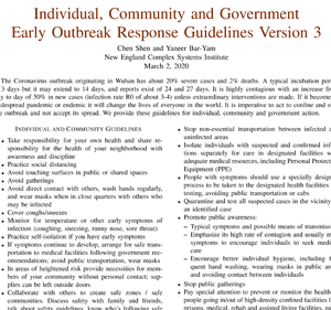 Individual, Community and Government Early Outbreak Response Guidelines