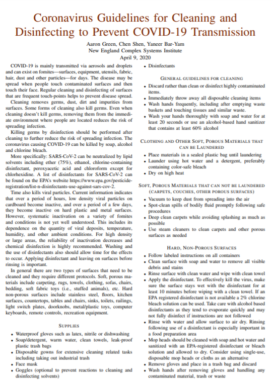 Coronavirus Guidelines for Cleaning and Disinfecting to Prevent 