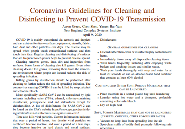 Coronavirus Guidelines for Cleaning and Disinfecting to Prevent COVID-19 Transmission