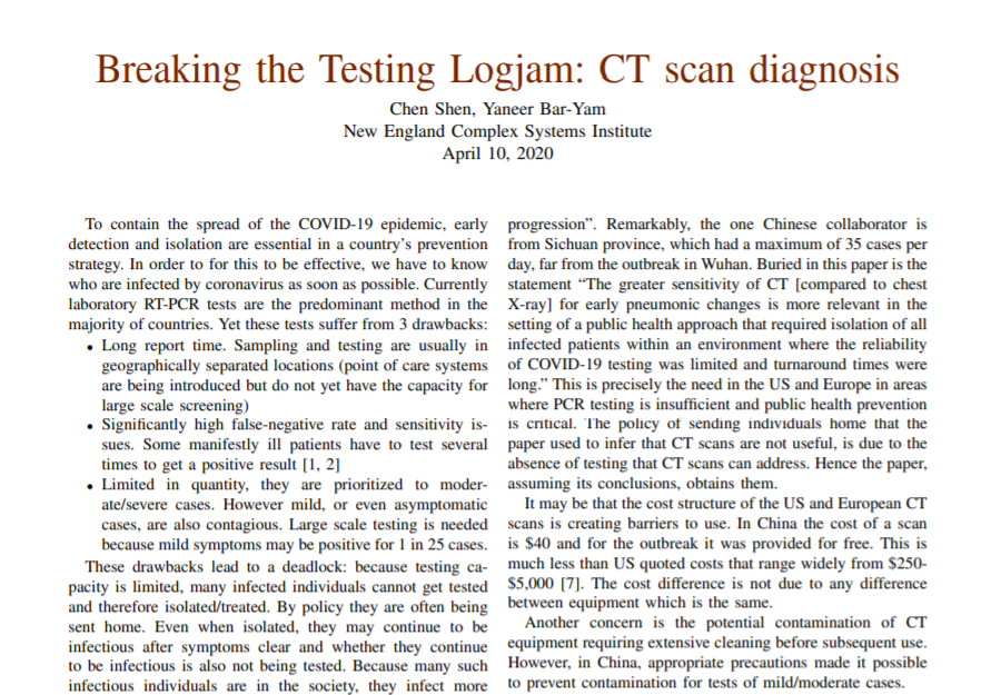 Breaking the Testing Logjam: CT scan diagnosis