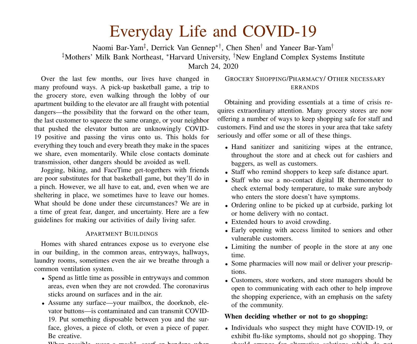 Everyday Life and COVID-19