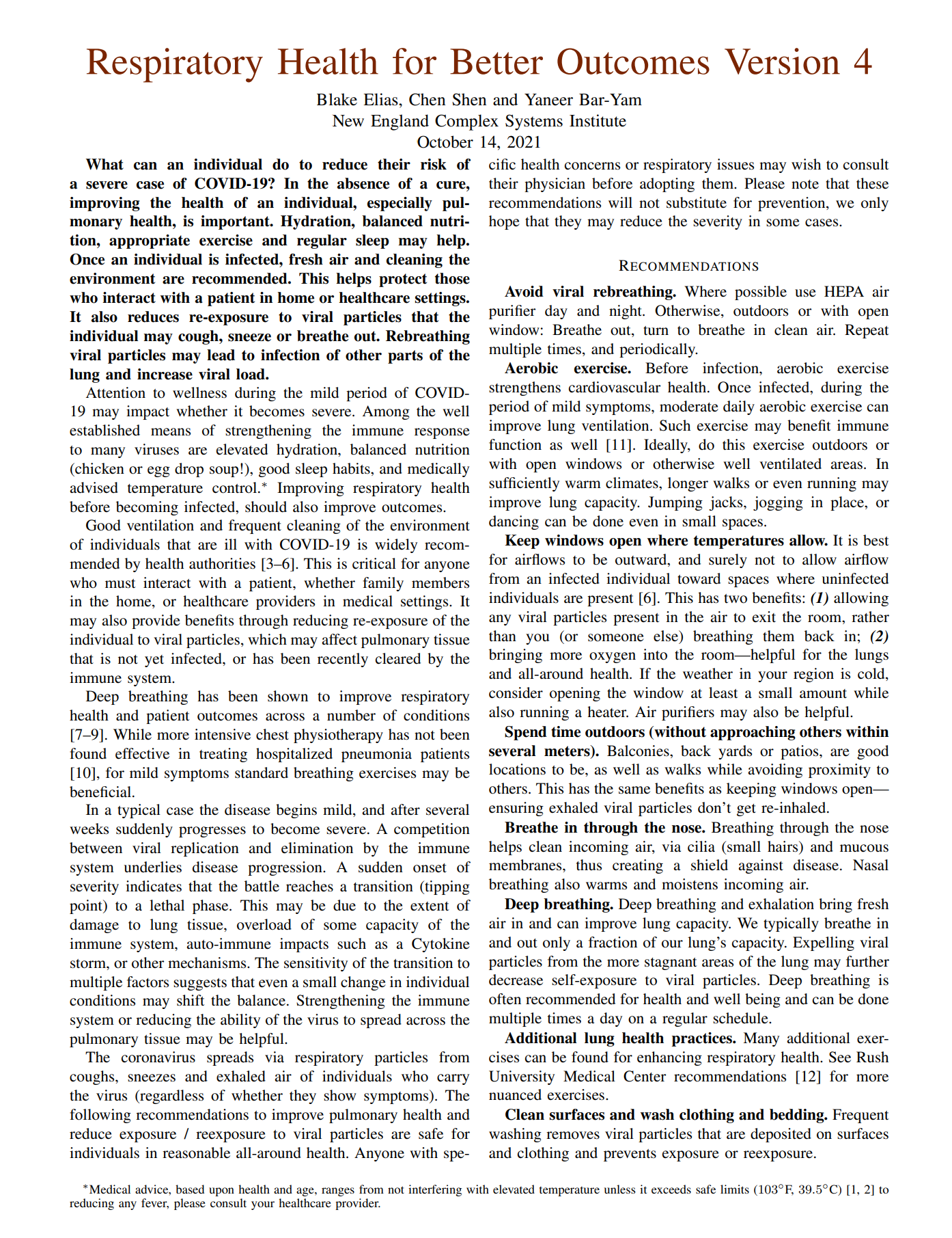 Respiratory Health for Better Outcomes Version 4