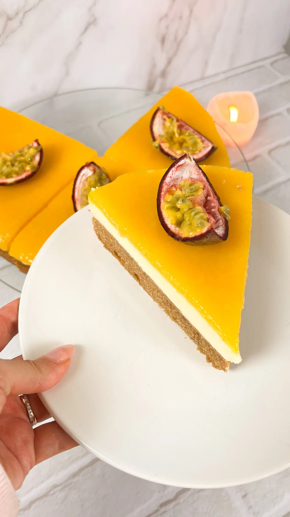 Mango, coconut chocolate ganache layer cake