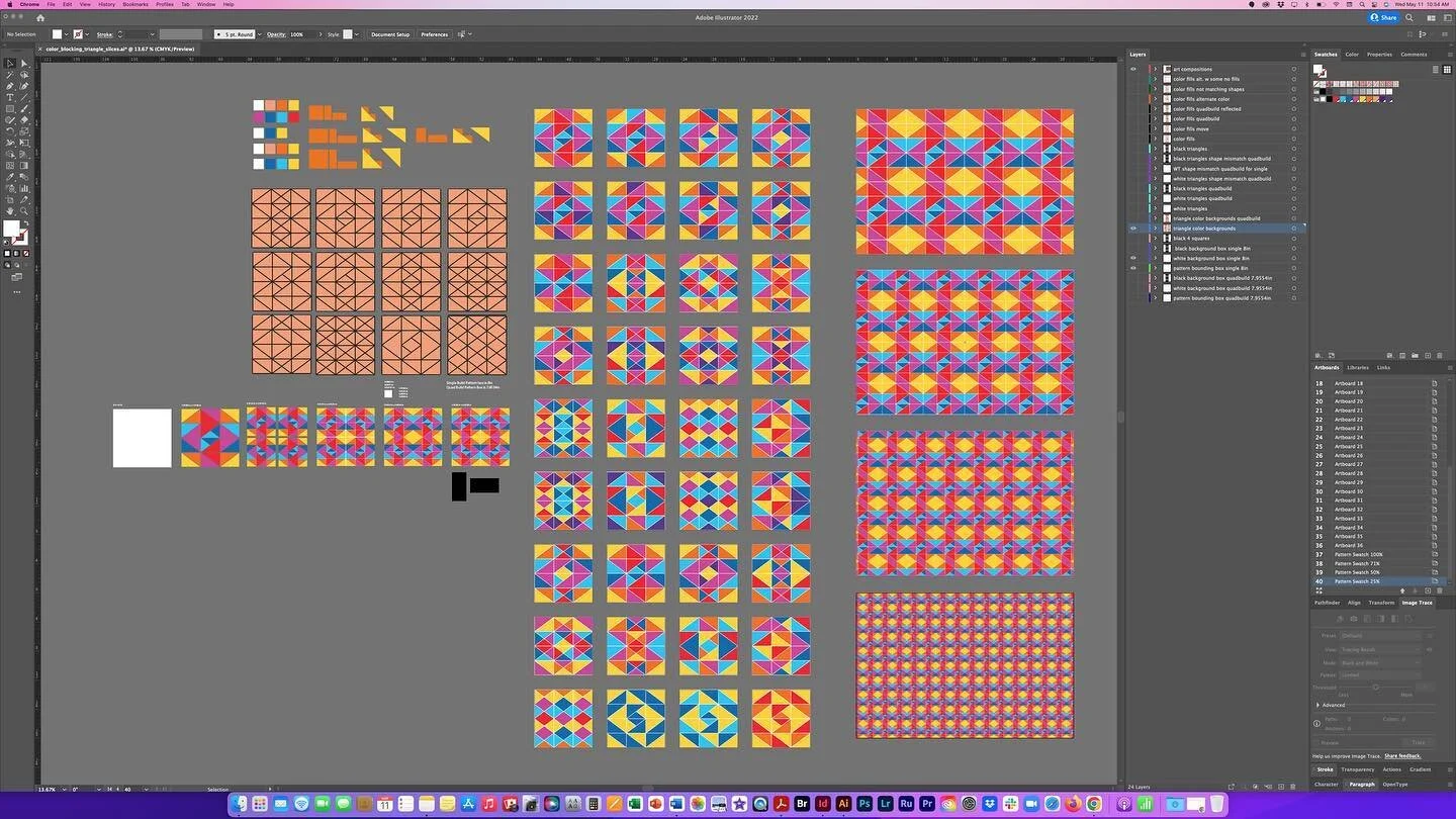 Work in Progress... TBD!!!

I have to redistribute my colors and not have the same colors in the corners. The outcome is giving me something too predictable.

Especially, since all the artwork is contained in the bounding box and has a thin border al
