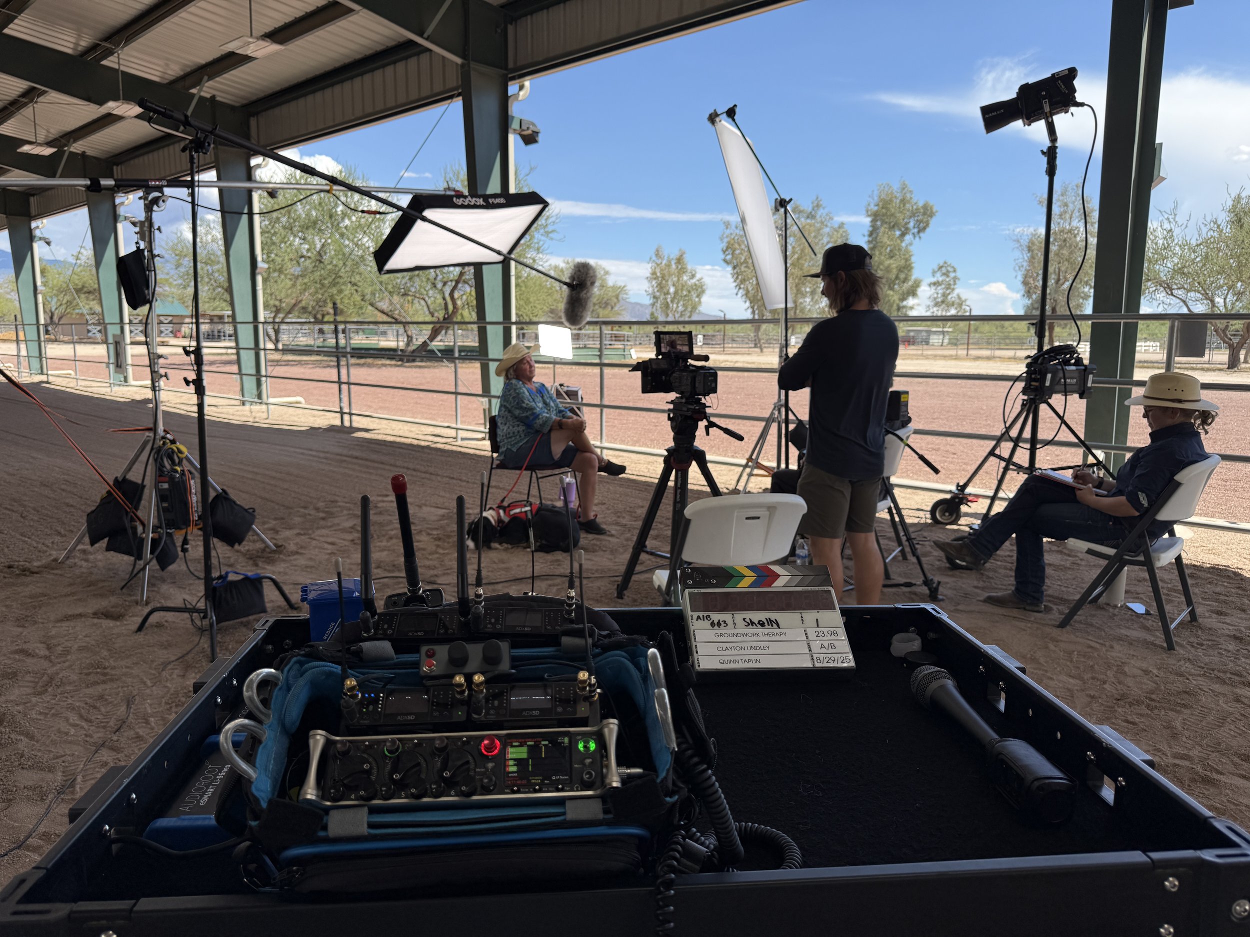Ragtown production crew with lighting and audio package at an outdoor Arizona shoot