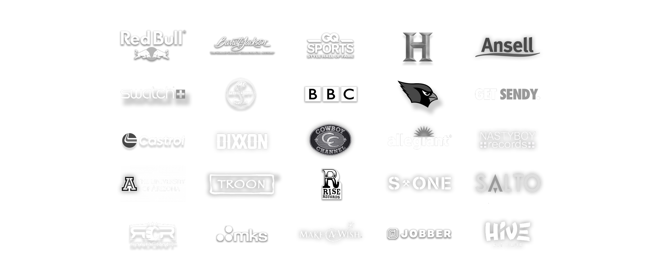 Brand logos of clients Ragtown Media has worked with for documentary filmmaking and live event video production