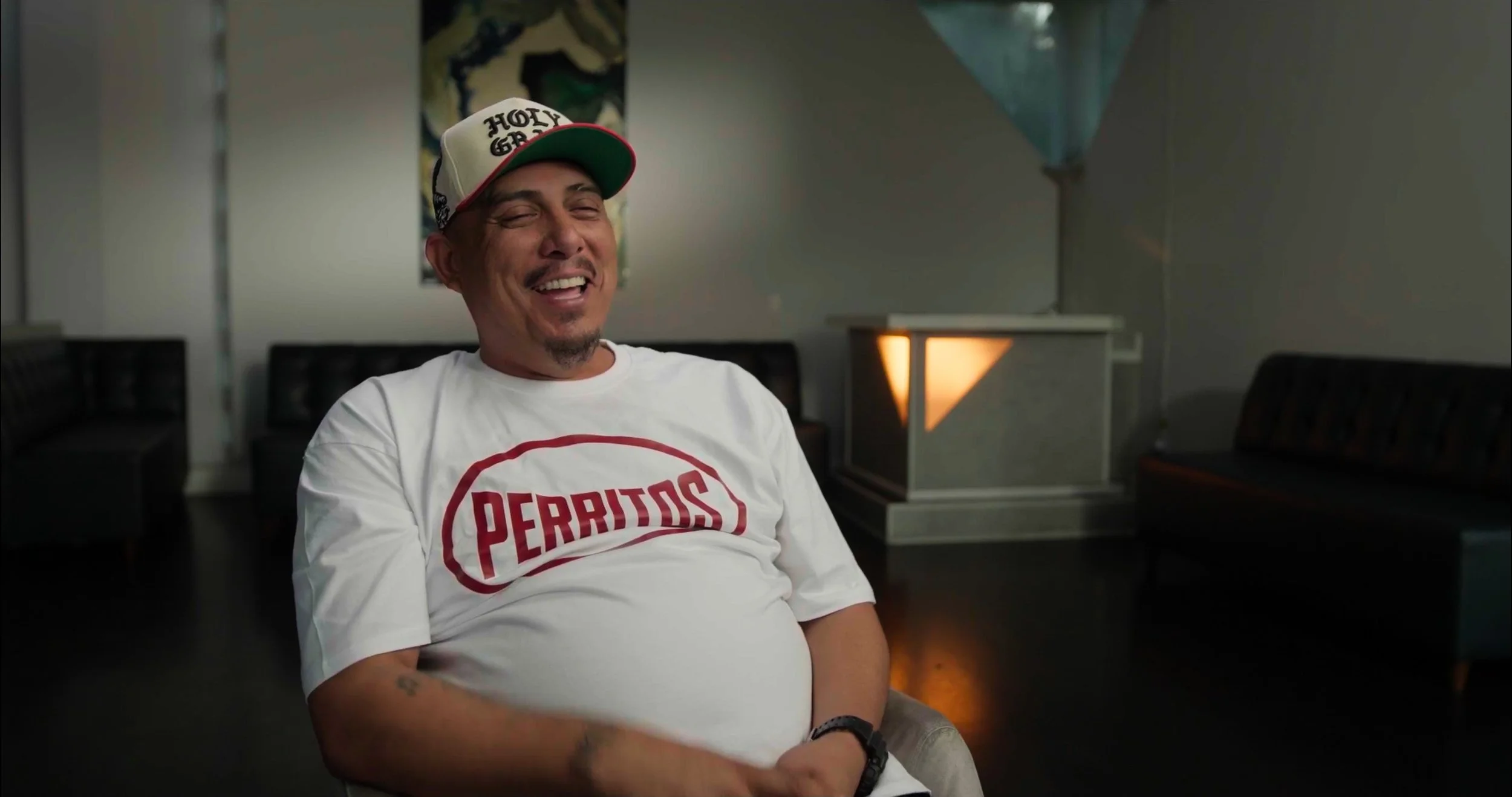 Documentary interview filmed in a studio lounge setting for the MC Magic 30 Years of Magic project