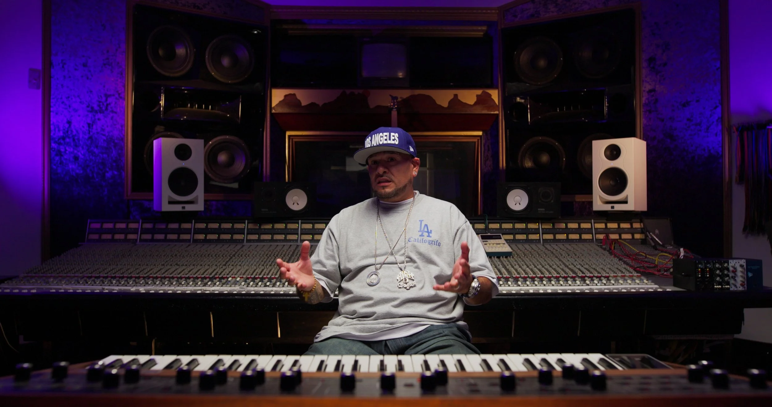 Documentary interview with artist Chino Brown filmed in a recording studio for the MC Magic 30 Years of Magic documentary