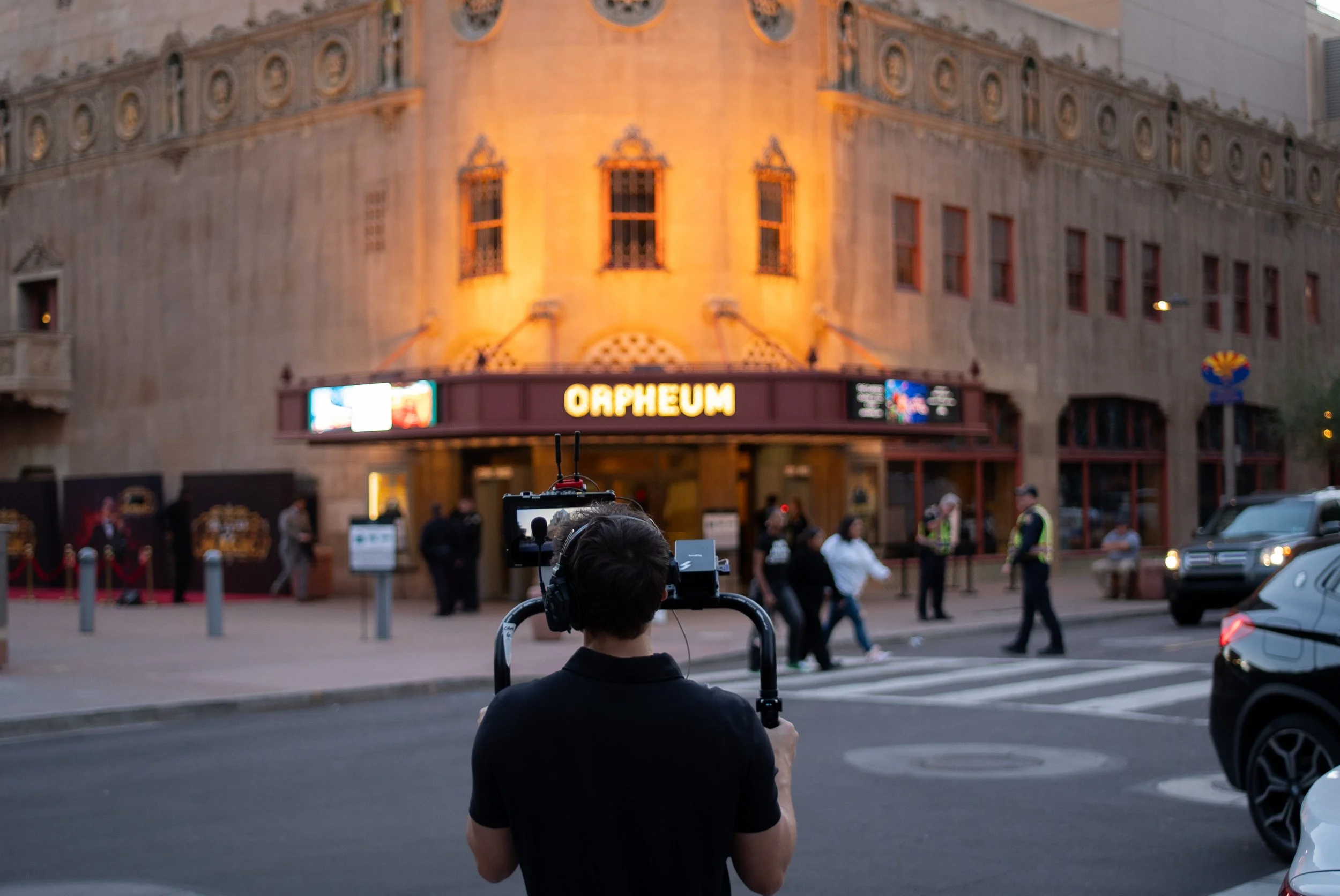Ragtown film crew shooting outside the Orpheum Theatre in downtown Phoenix