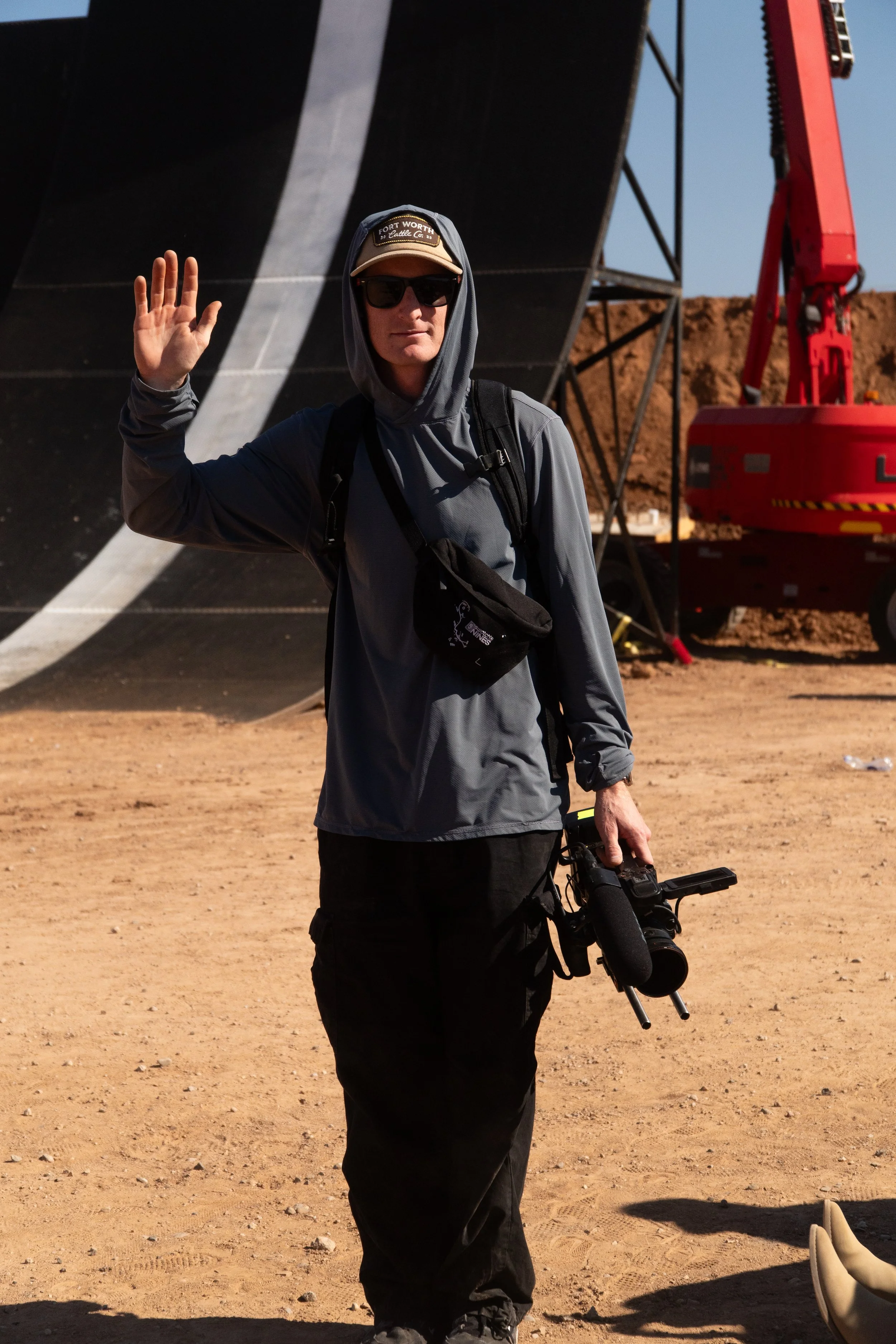 Ragtown Media camera operator filming on location in the Arizona desert