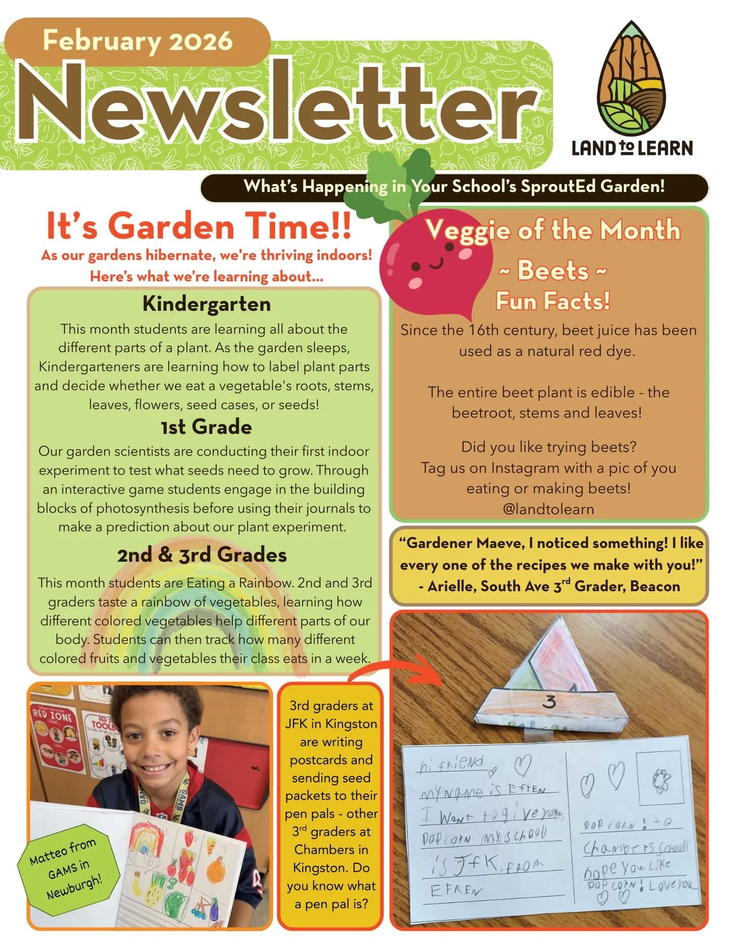 Here&rsquo;s our monthly recap of all the cool stuff going on in the classrooms with Land to Learn. These newsletters are sent out to teachers at the end of every month and are available on our website (link in bio)!