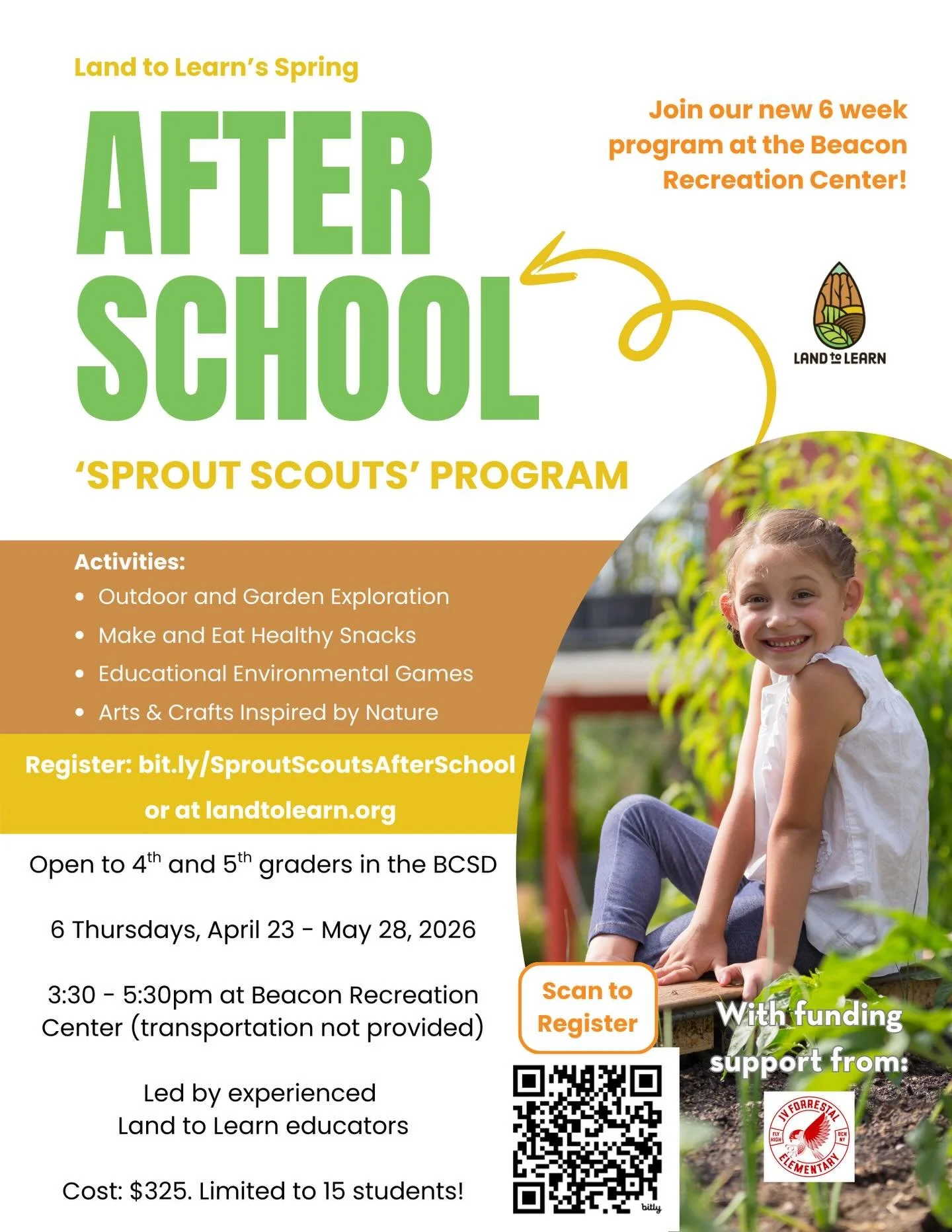 Attention Beacon City School District 4th and 5th graders! A 6-week afterschool program is now open for registration! Held at the @cityofbeaconrecreation location, we will be exploring the garden, making and eating healthy snacks, creating and playin