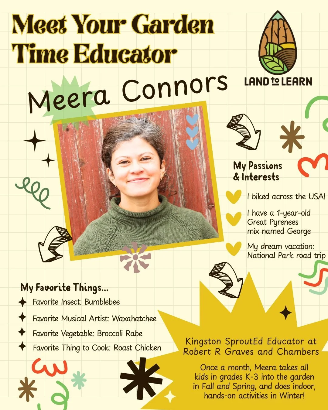 Give a shout out to Gardener Meera who teaches at @chamberskcsd and Robert Graves Elementary schools!