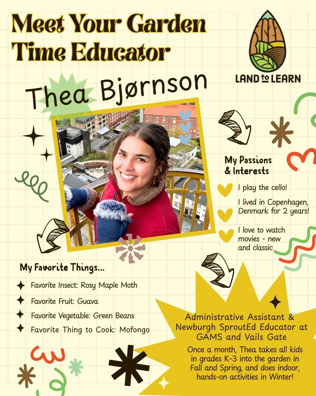 Say hi to Garden Time Educator Thea! Thea teaches in Newburgh at Vails Gate STEAM Academy and Gidney Avenue Memorial School @gidneyavepto.