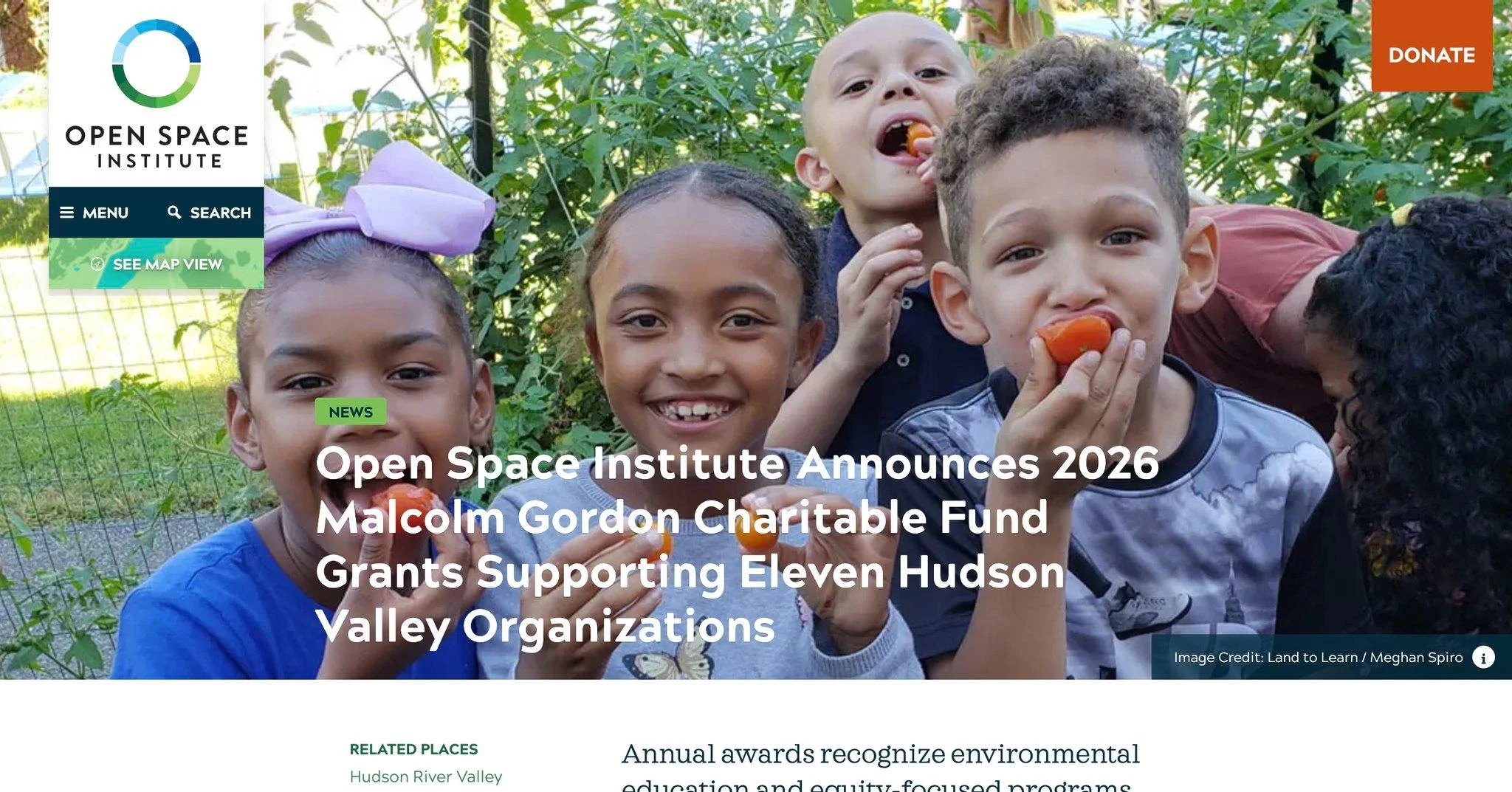 Land to Learn is proud to announce that we are a recipient of one of The Open Space Institute (OSI) 2026 Malcolm Gordon Charitable Fund Awards. This year, OSI is awarding a combined $60,500 to eleven nonprofit organizations across the Hudson River Va