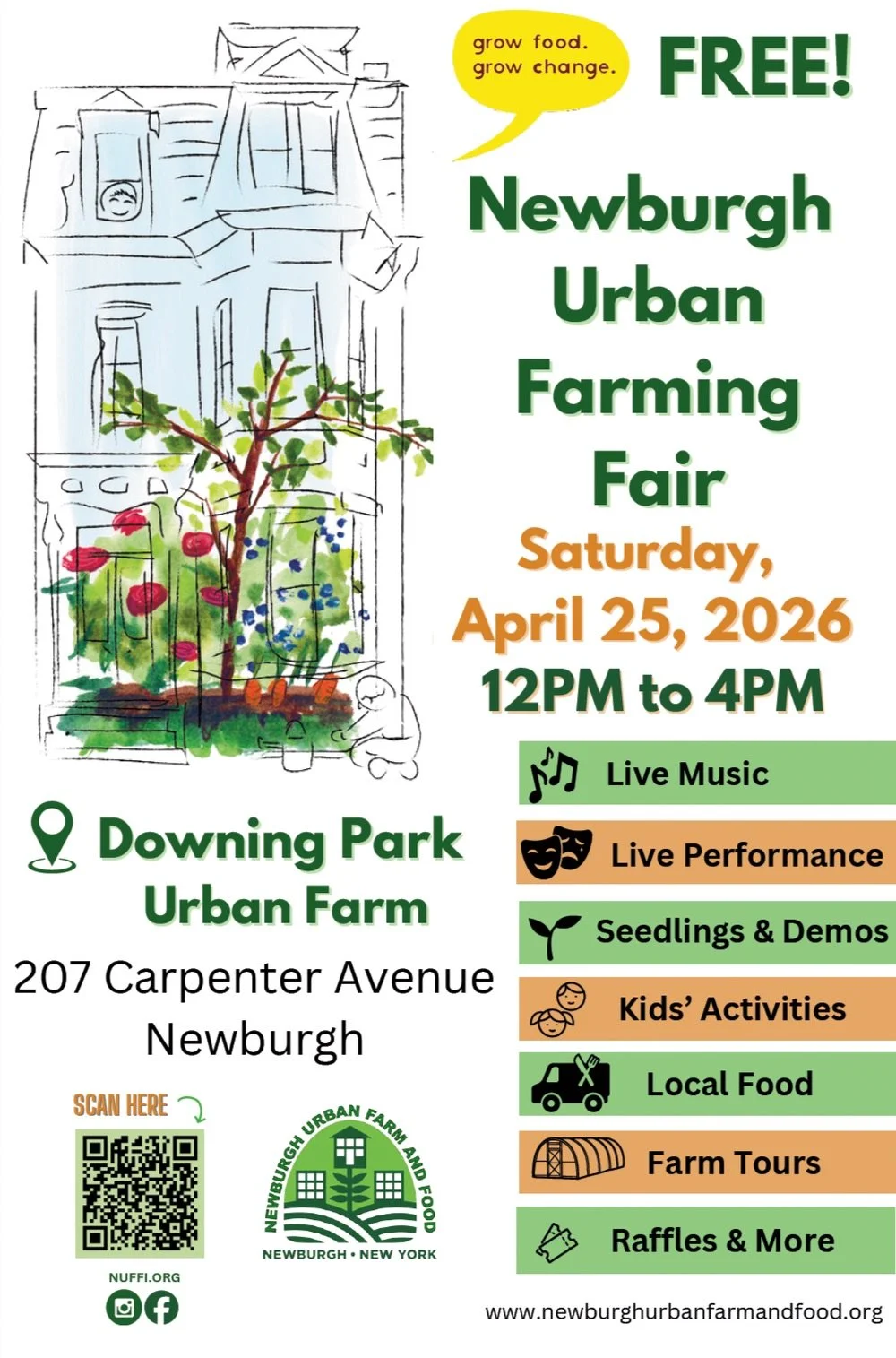 Happy Earth Day! We&rsquo;re excited to be part of the 10th Annual Newburgh Urban Farming Fair! Join Land to Learn  on Saturday, April 25, from 12&ndash;4 PM at Downing Park Urban Farm (207 Carpenter Ave., Newburgh). This FREE community celebration f