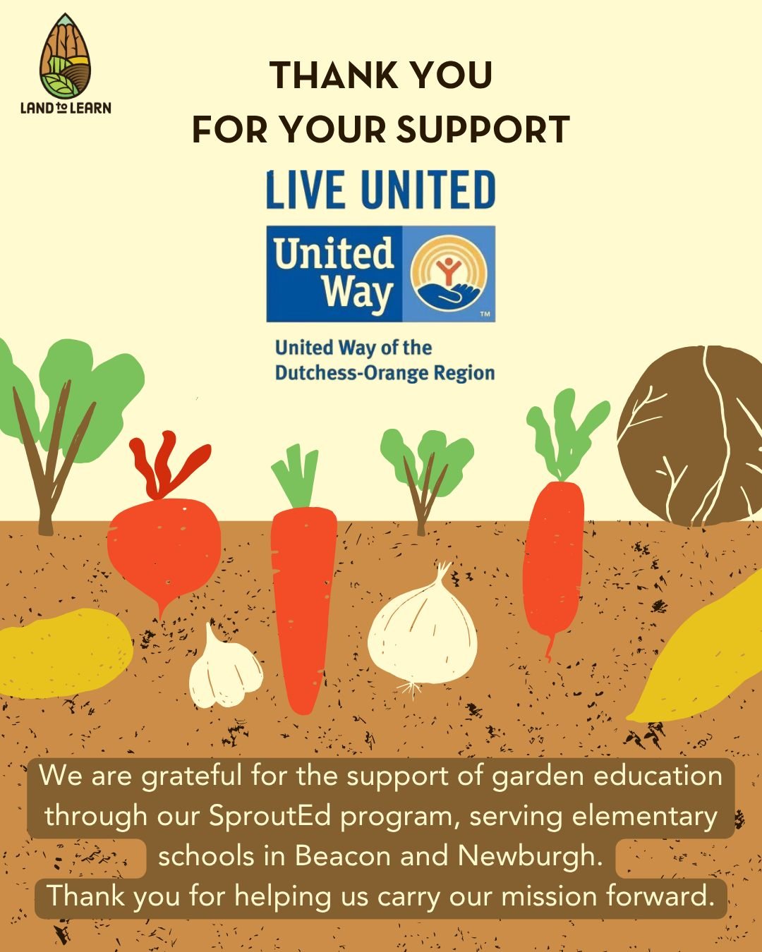 Thank you to United Way of the Dutchess-Orange Region (@unitedwaydor)for their support of SproutEd garden education programming in Beacon and Newburgh! #SchoolGardens #GardenBasedLearning #GardenEducation