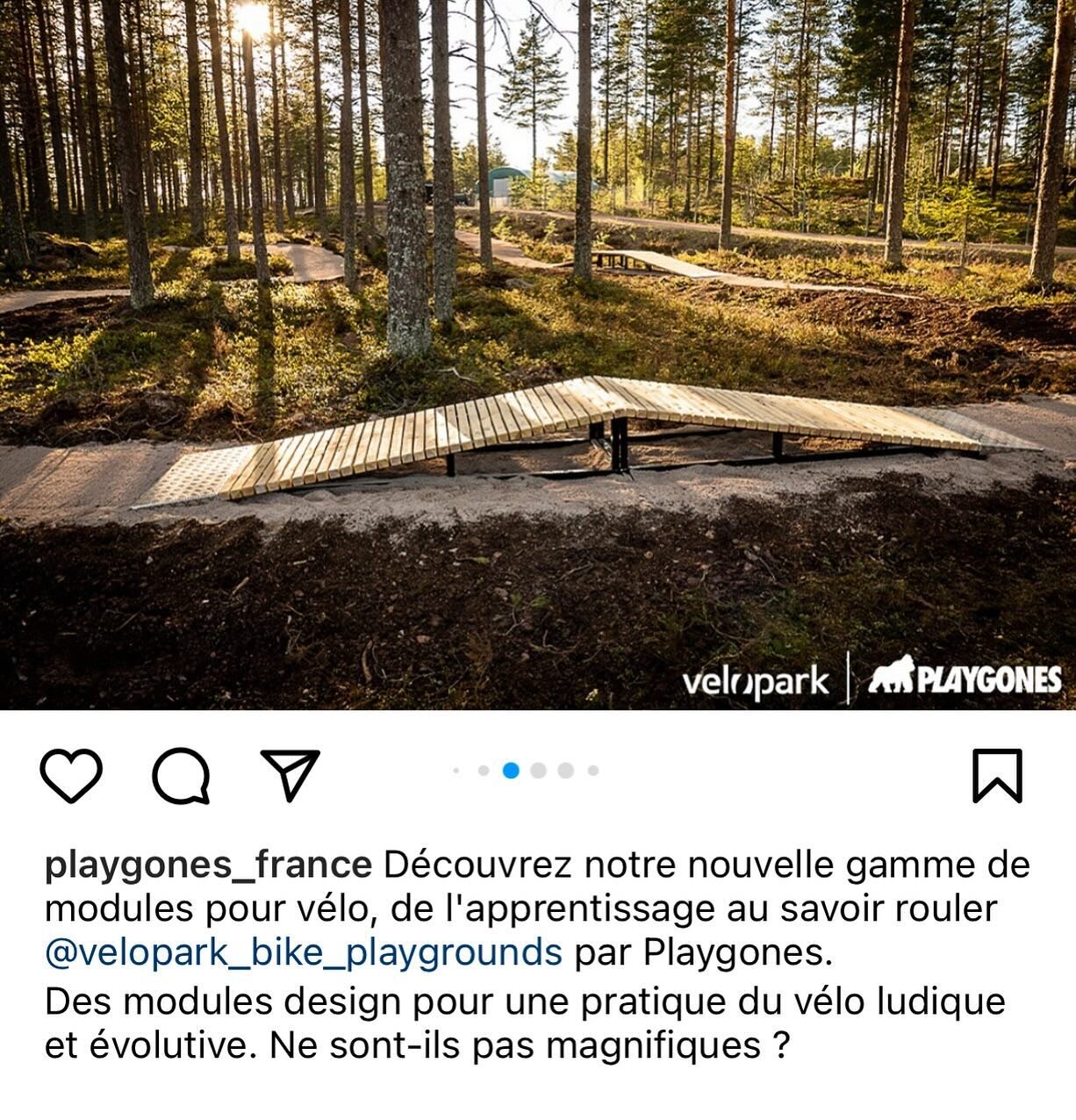 We are proud and happy having @playgones_france taking our products into the land of Tour de France. Playgones are biggest producer of playgrounds in France and will from now take care of Velopark!