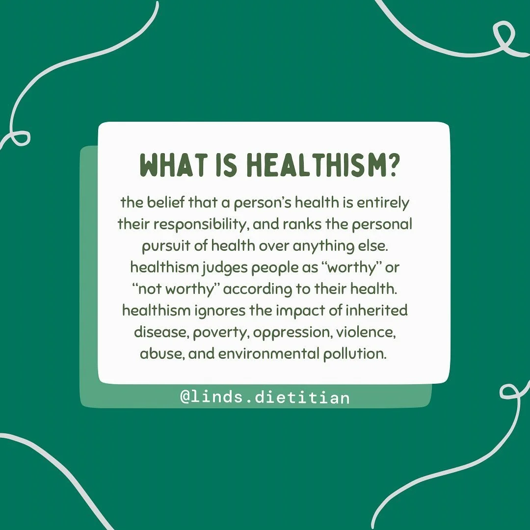 HEALTHISM is the belief that a person&rsquo;s health is entirely their responsibility, and ranks the pursuit of health over anything else. Healthism judges people as &ldquo;worthy&rdquo; or &ldquo;not worthy&rdquo; according to their health. It also 
