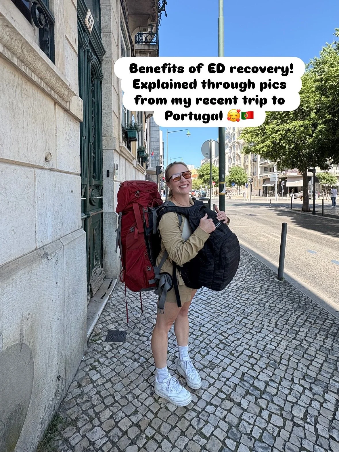 This post is for anyone feeling stuck with their eating disorder, and contemplating if recovery is worth it. Here are some benefits of eating disorder recovery, explained through pics from my recent trip to Portugal 🥰🇵🇹