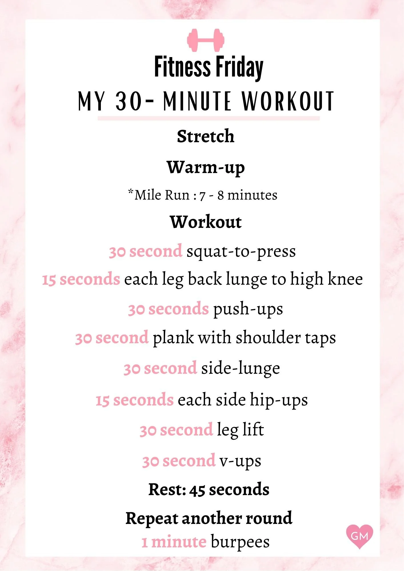 Fitness Friday Here S My Go To 30 Minute Workout Love Always Grace