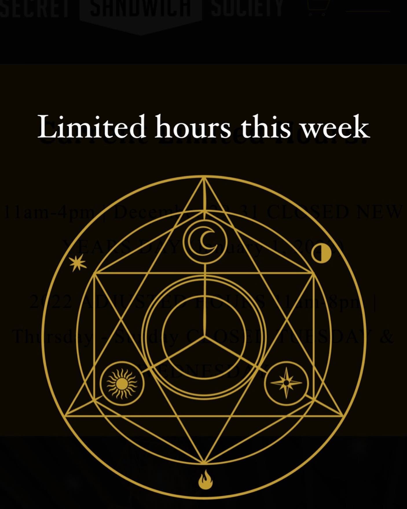 🤞🏼Limited hours this last week of 2022. We&rsquo;re holding tight to big hopes for a fantastic 2022! 
&bull;
This week: Wednesday-Friday 11am-4pm
🎉 🍾 Closed Saturday | New Years Day
&bull;
🗓 Upcoming 2022 adjusted hours starting Sunday, January 