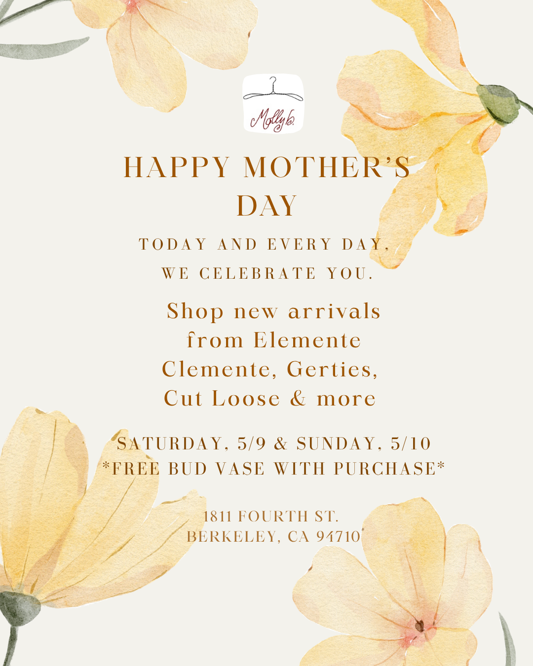 Yellow and Beige Floral Watercolor Illustrated Happy Mother's Day Instagram Post.png