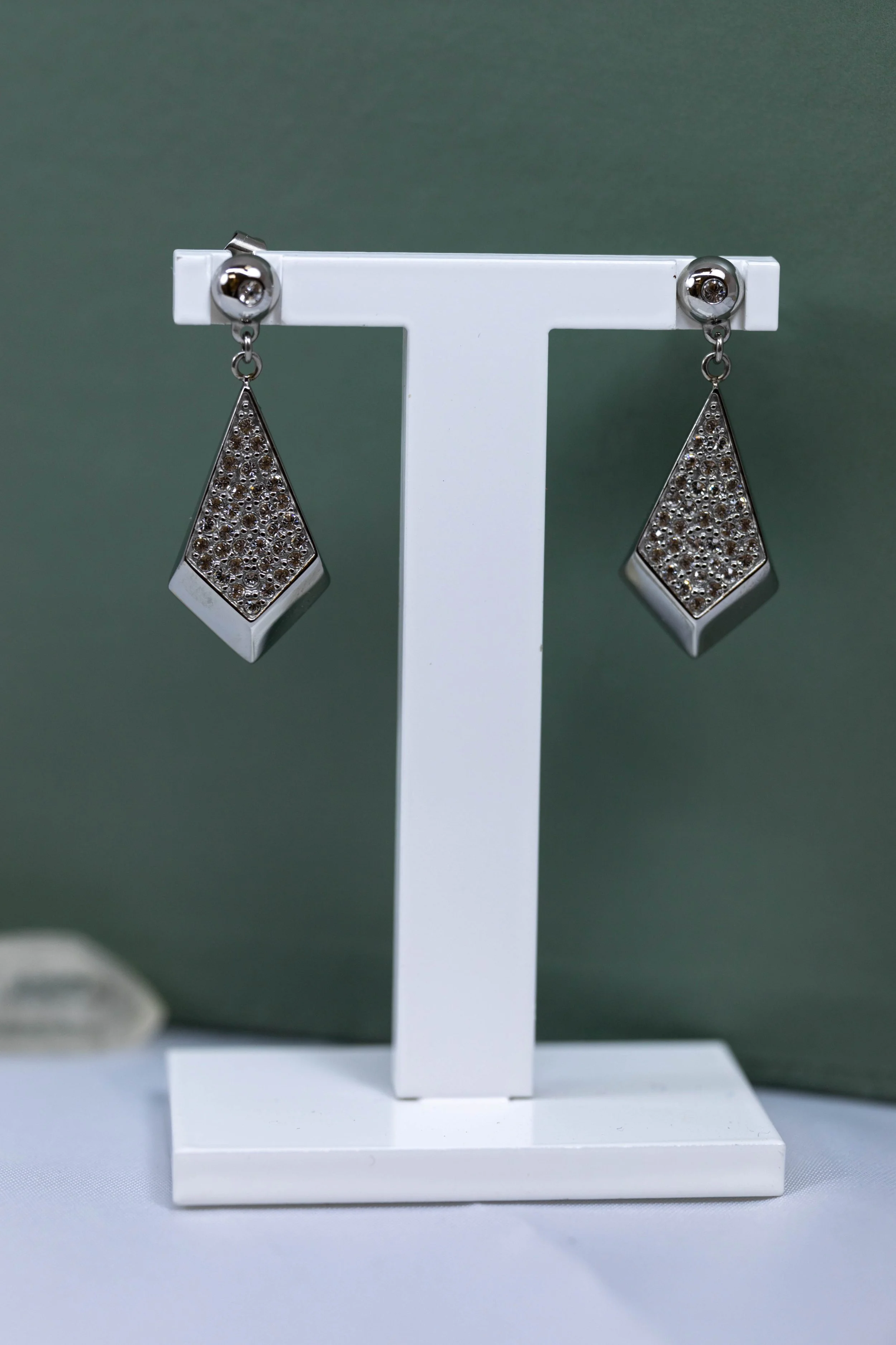Stainless Steel & Crystal Drop Earrings