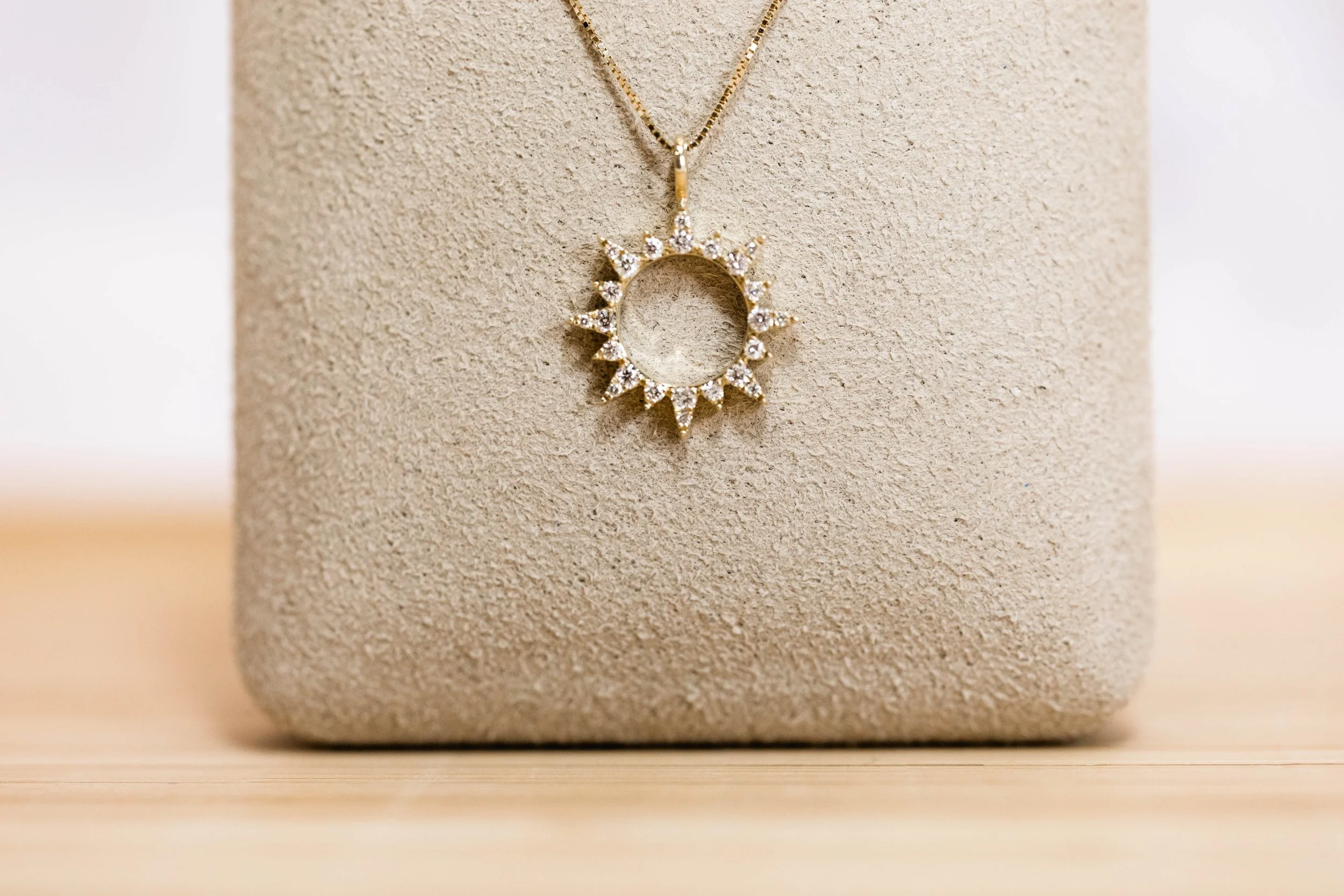Yellow Gold Diamond Sun Necklace Austen Jewellers Okotoks