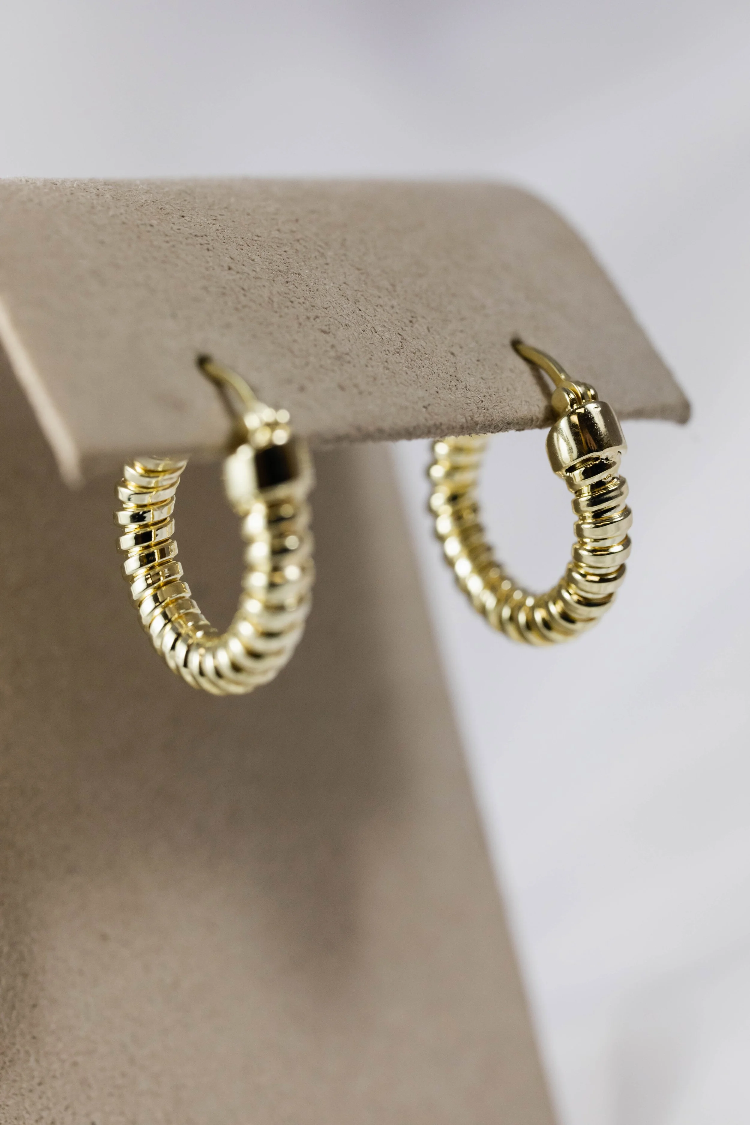 Sterling Silver Gold Plated Tube Hoop Earrings Austen Jewellers Okotoks Jewellery Store Custom Engagement Rings