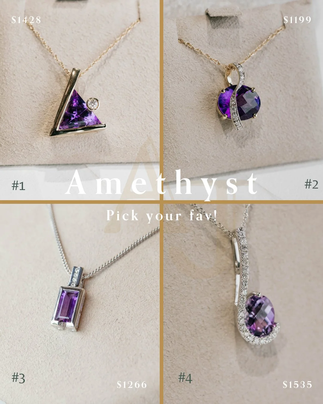 Neckline magic!⁠
Sleek, sculptural, or full sparkle?⁠
Tell us which piece is your favourite Amethyst Necklace!