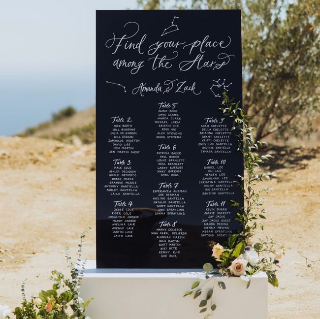 black acrylic seating chart with calligraphy for wedding in los angeles.jpg