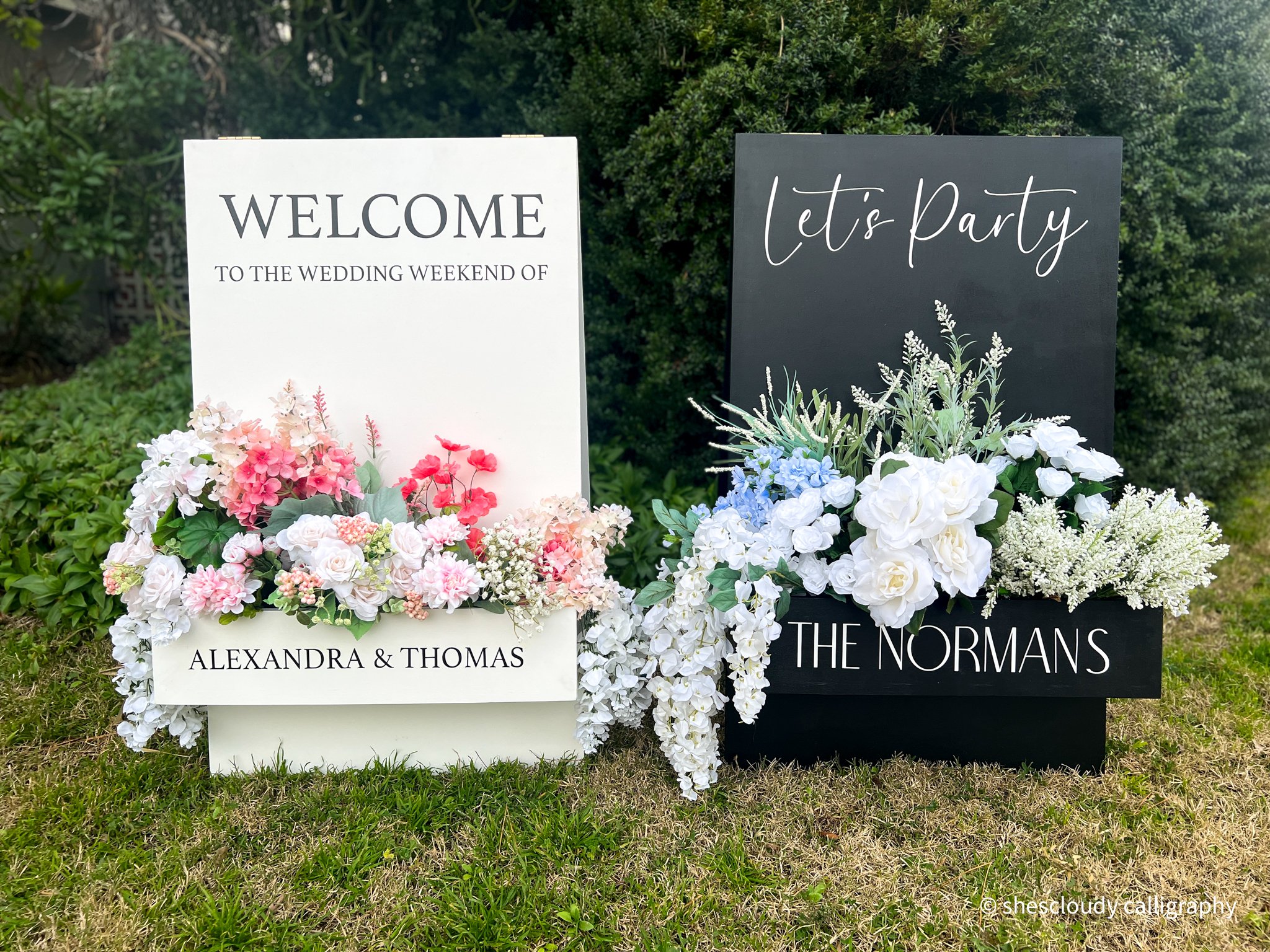 Flower Box Welcome Sign Rental for wedding with calligraphy in los angeles.jpg