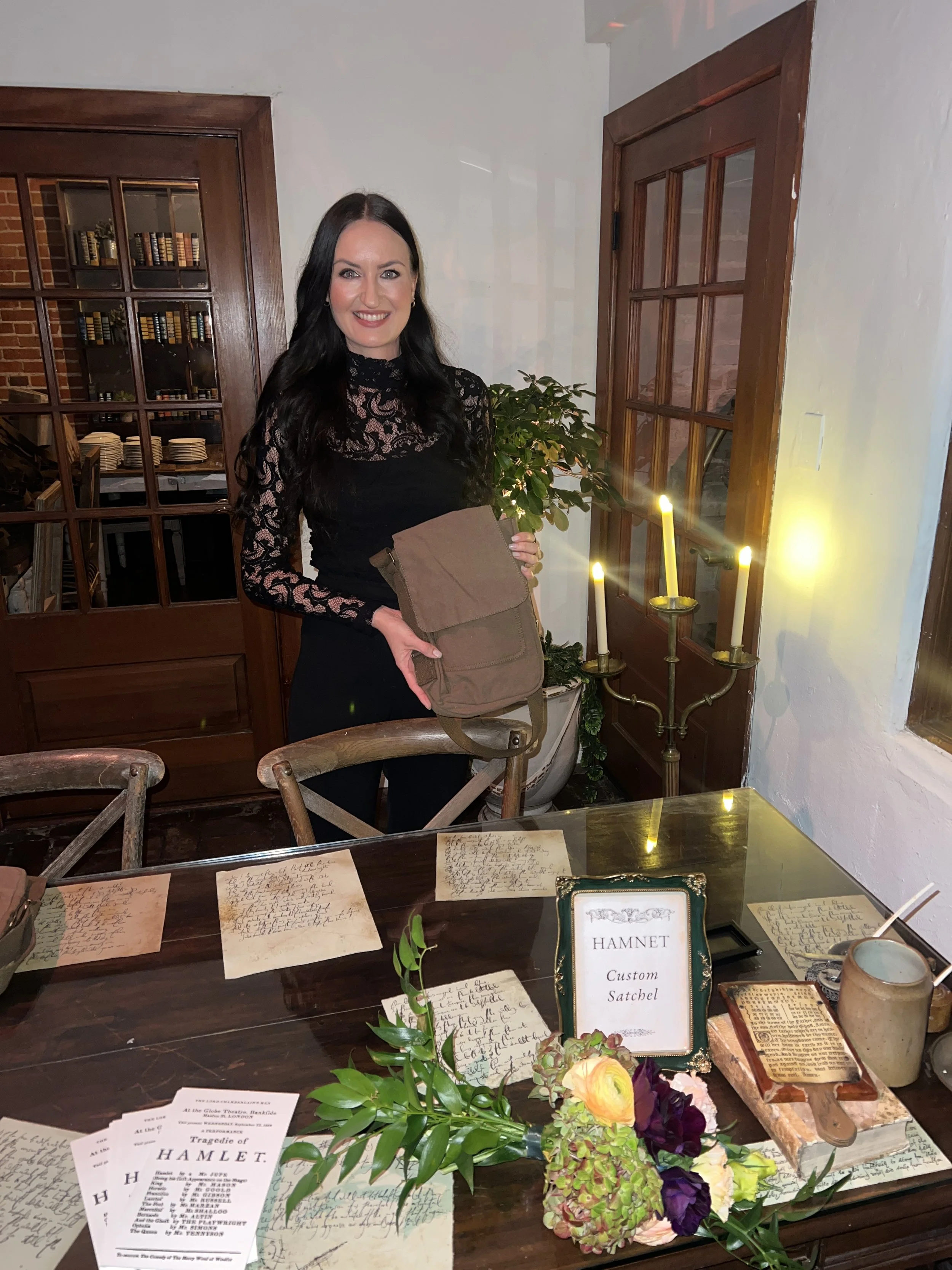 Hamnet Movie Event with Custom Calligraphy on Bags