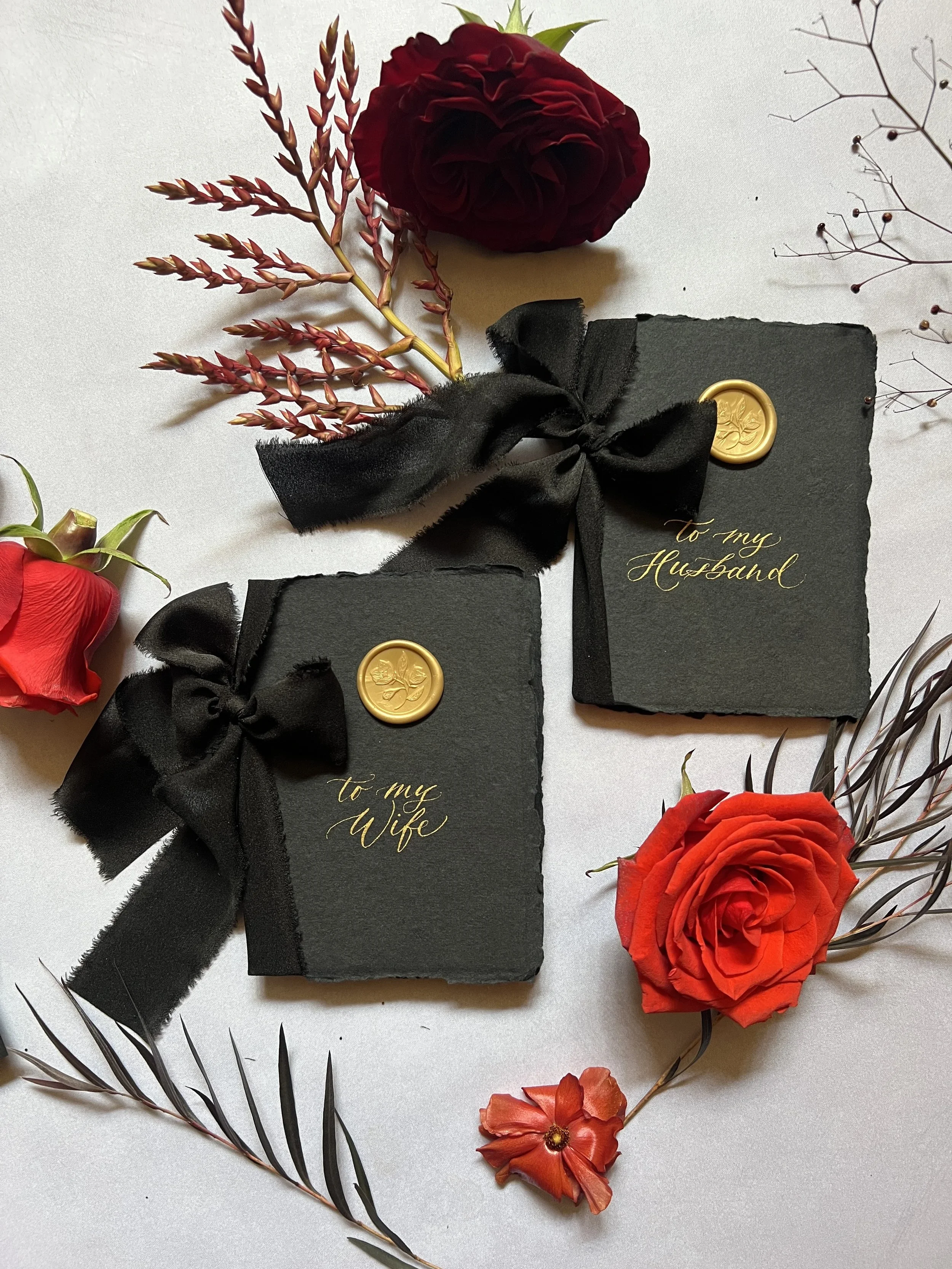 vow books embellished by a calligrapher for weddings in southern california