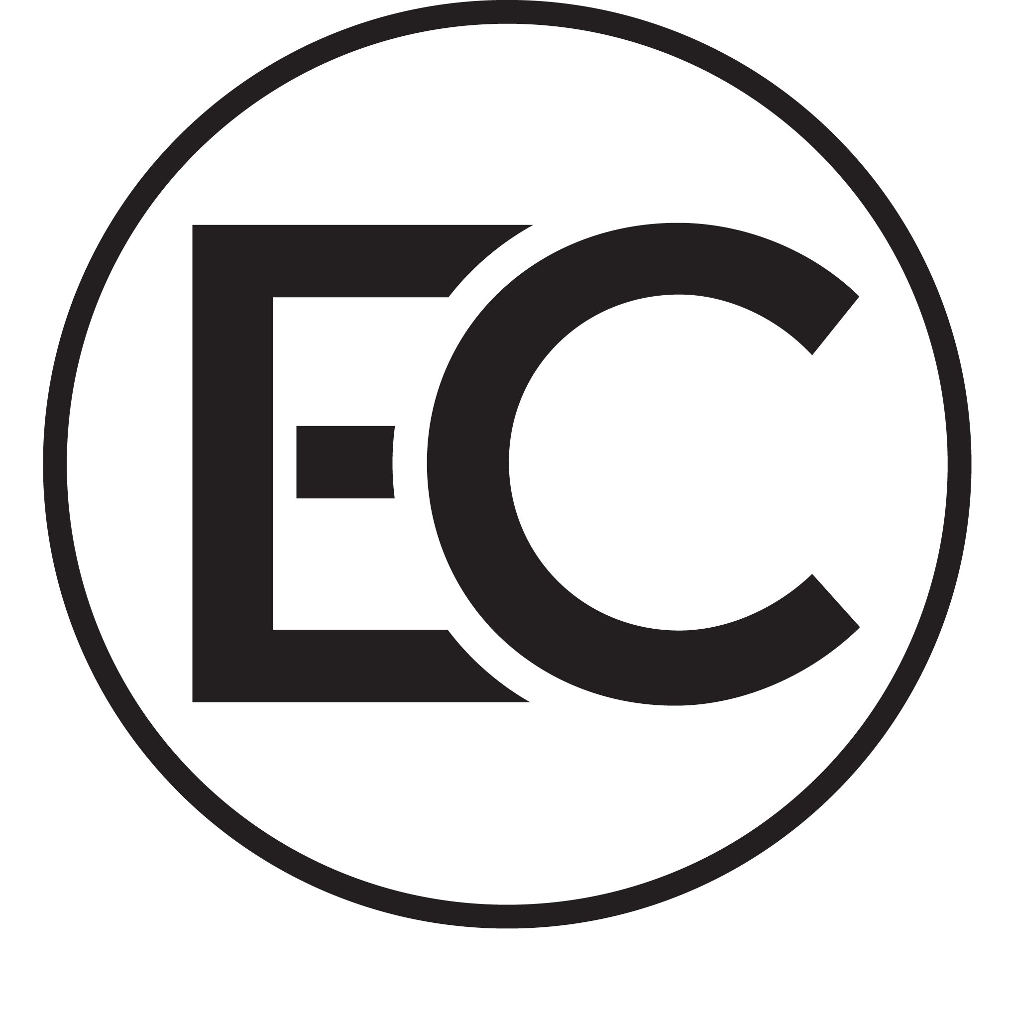 Black FBI logo with large letters E and C inside a circle.