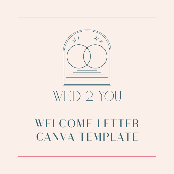 Wedding announcement with a minimalist illustration of two wedding rings and a welcome letter text