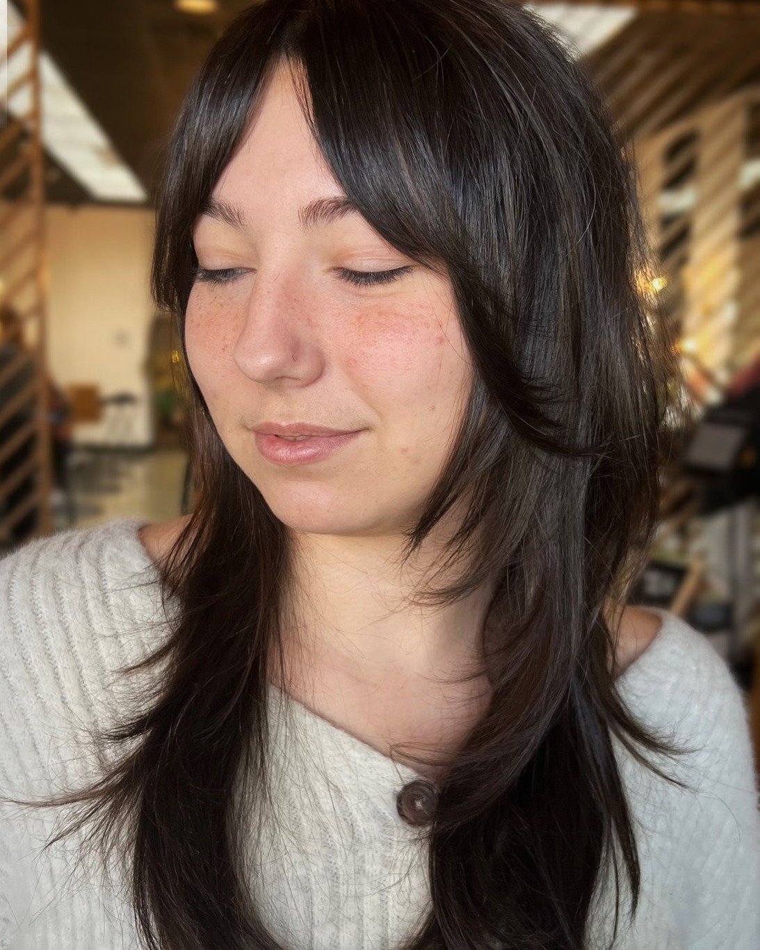 Butterfly 🦋 Cut 

You might be wondering, what is a butterfly cut?!

It's a version of a shag- basically a very layered, feathery haircut thats longest layers fall just below the shoulder.

Lauren crafted this beautiful cut and is ready to make your