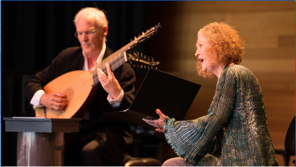 Lutenist Jakob Lindberg on stage with British soprano Emma Kirkby.