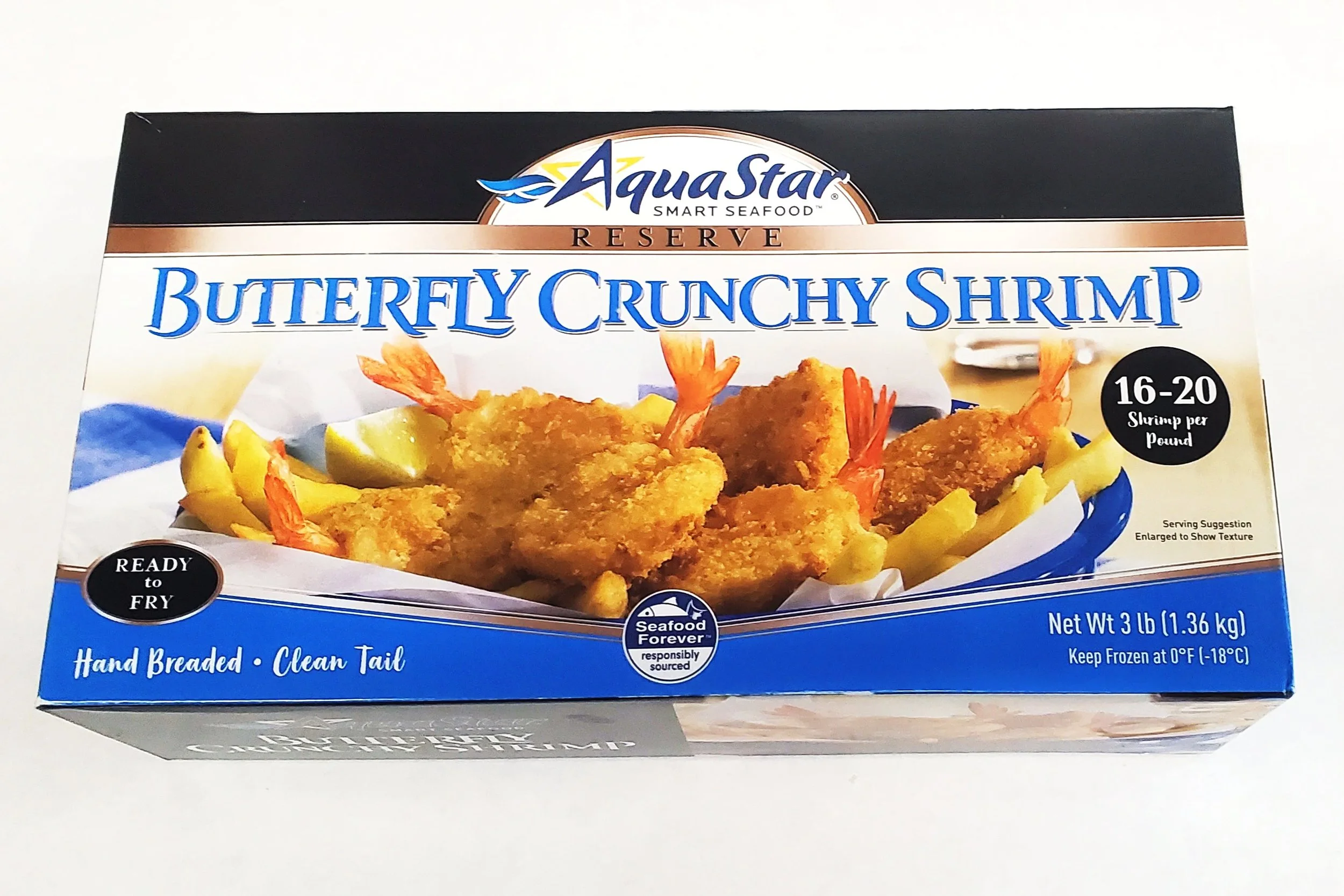 [Closeout!]  Butterfly Crunchy Shrimp, Aqua Star, 3lb Box