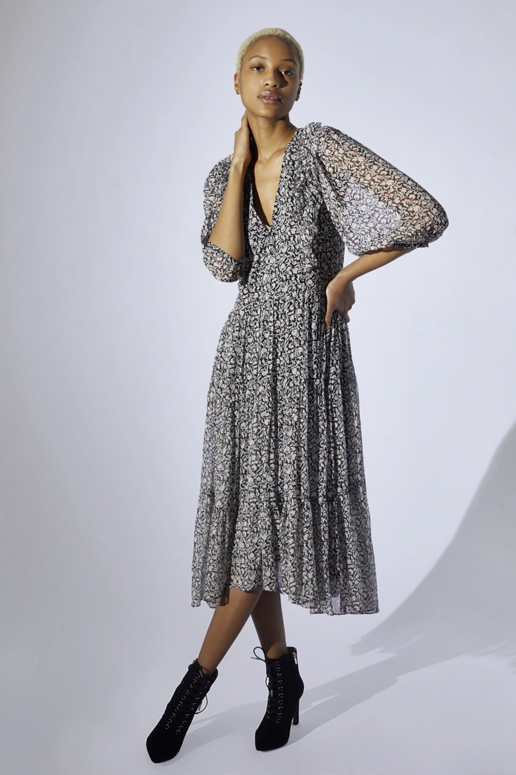 Printed crinkle silk georgette for Fall 2020 Collection