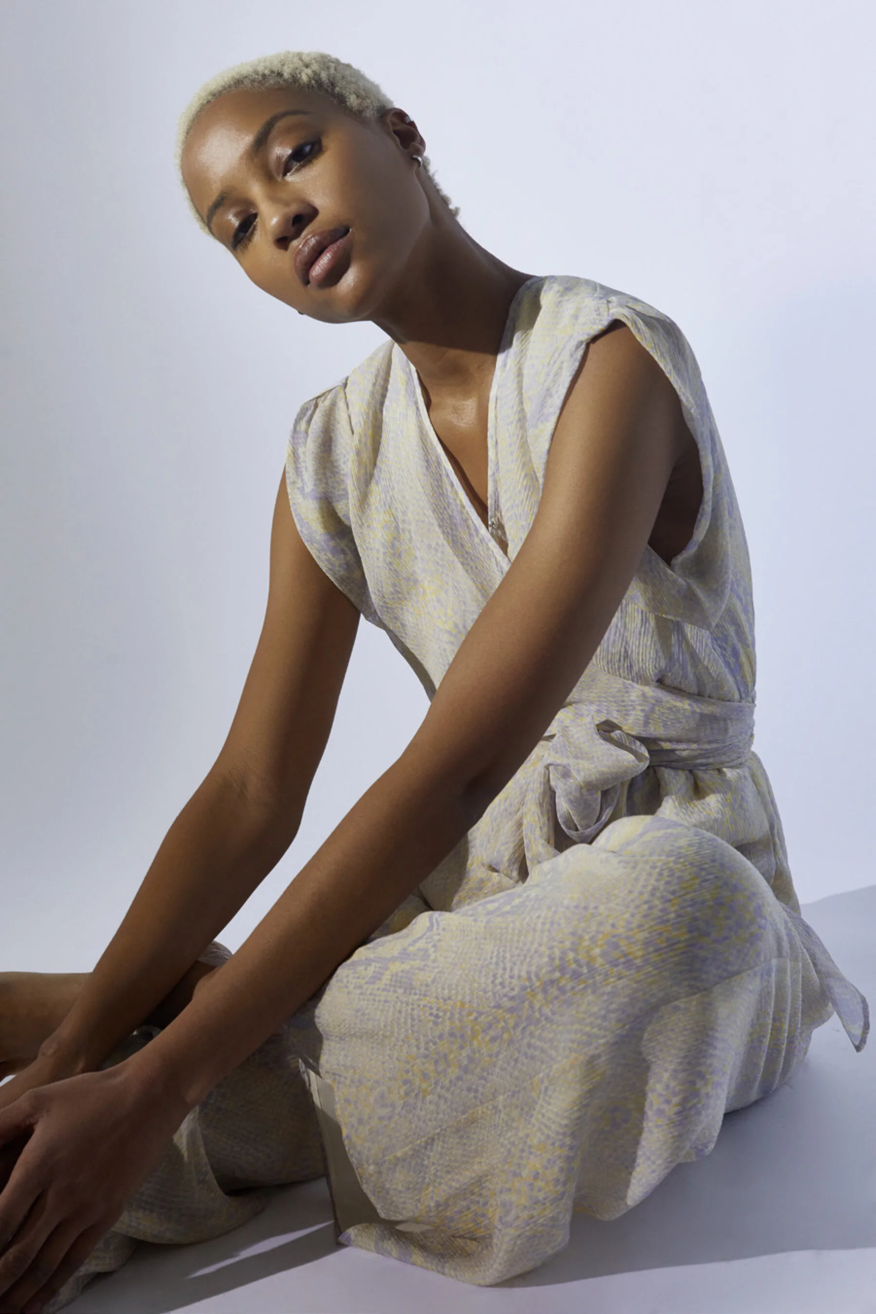 Snake print on crinkle silk georgette for Fall 2020 Collection