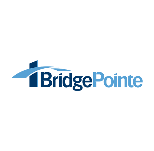 BridgePointe logo with stylized bridge graphic in blue and white