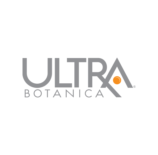 ULTRA BOTANICA logo with gray stylized text and an orange dot in the letter A.